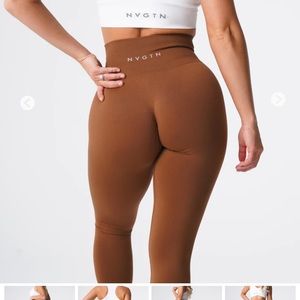 New NVGTN caramel-brown solid seamless leggings Size Small, never worn.